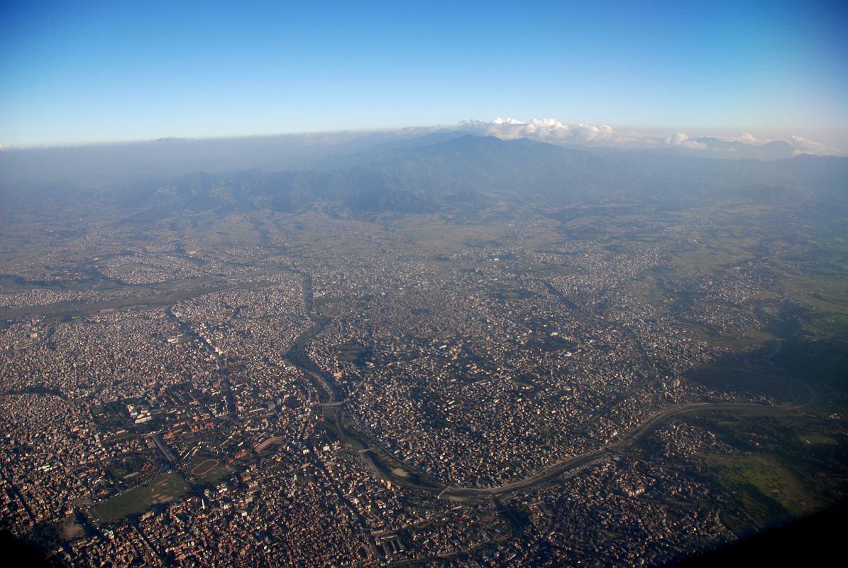 Kathmandu 00 03 Kathmandu View From Airplane With Airport At Top And Patan In The Middle  